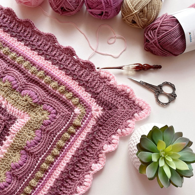 Vintage Rose Blanket Crochet Pattern