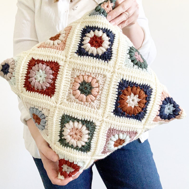 Granny Square Pillow Crochet Pattern