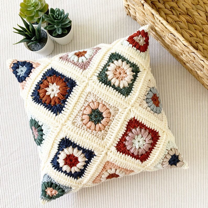 Granny Square Pillow Crochet Pattern