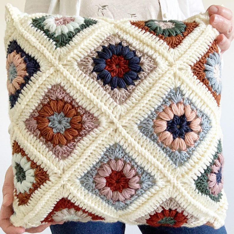 Granny Square Pillow Crochet Pattern