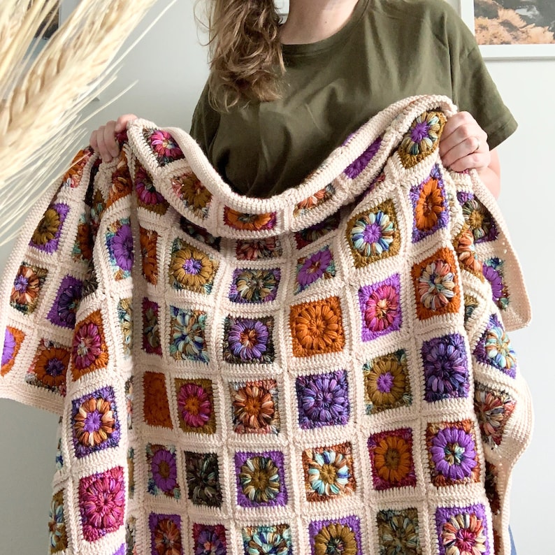 Colorful Patchwork Blanket Crochet Pattern