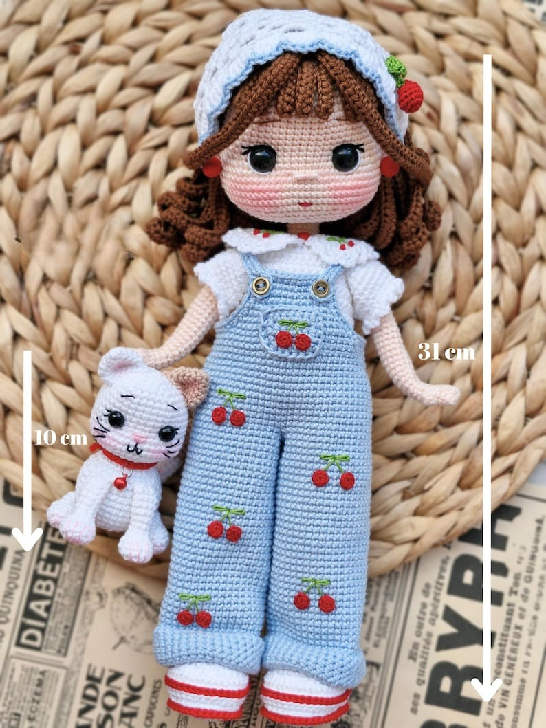 Cherry Belle Doll & Cat Crochet Pattern