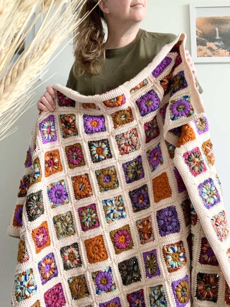 Colorful Patchwork Blanket Crochet Pattern