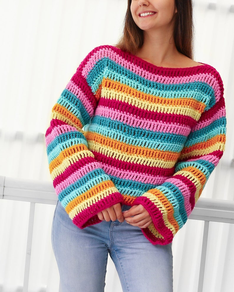 Rainbow Pop Sweater Crochet Pattern