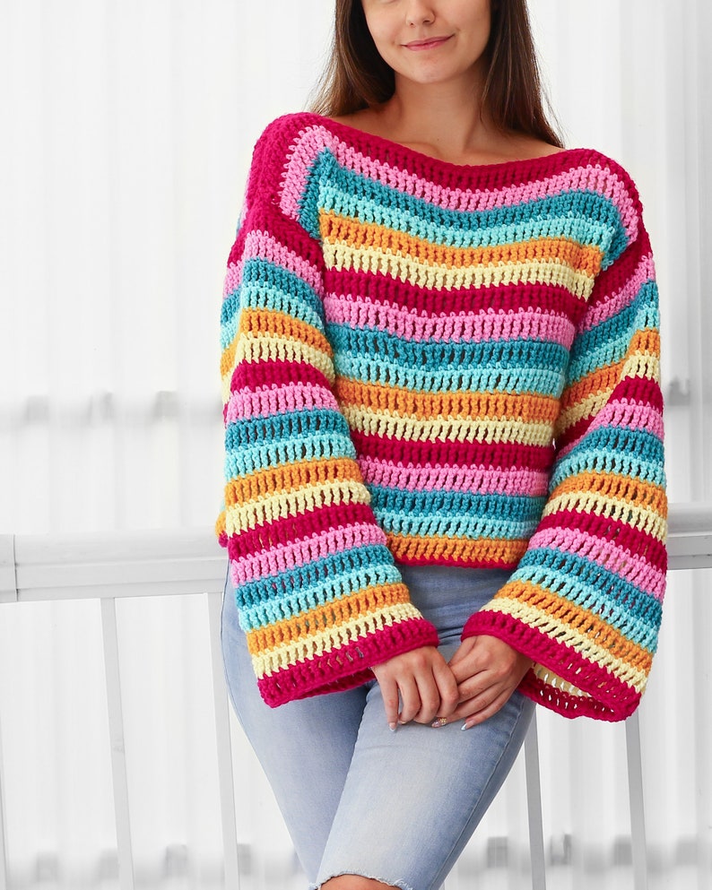 Rainbow Pop Sweater Crochet Pattern