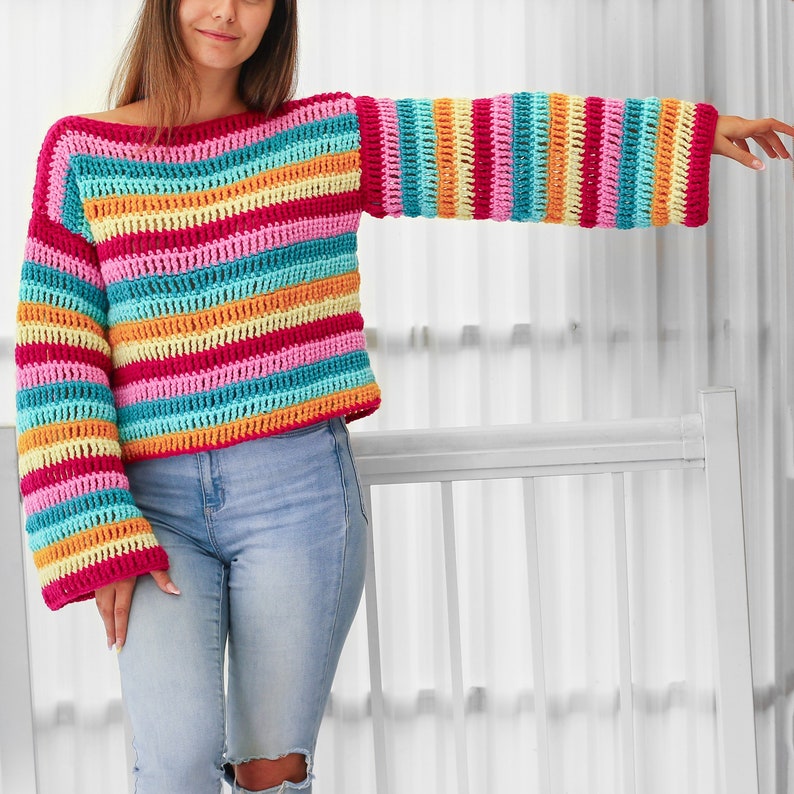 Rainbow Pop Sweater Crochet Pattern