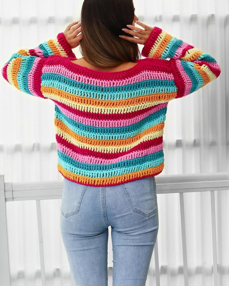 Rainbow Pop Sweater Crochet Pattern