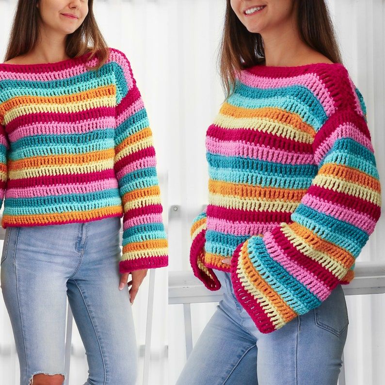 Rainbow Pop Sweater Crochet Pattern