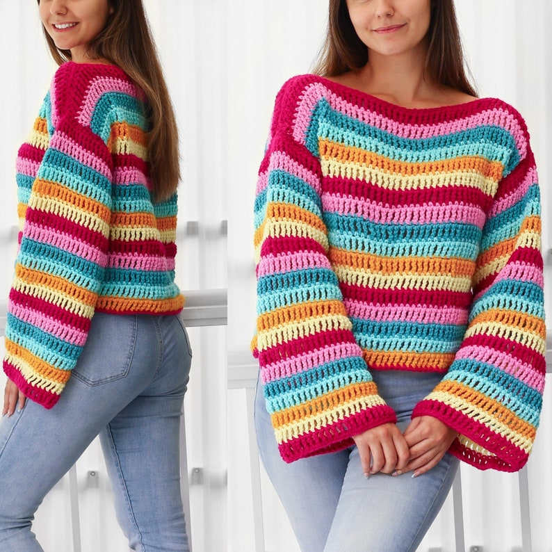 Rainbow Pop Sweater Crochet Pattern