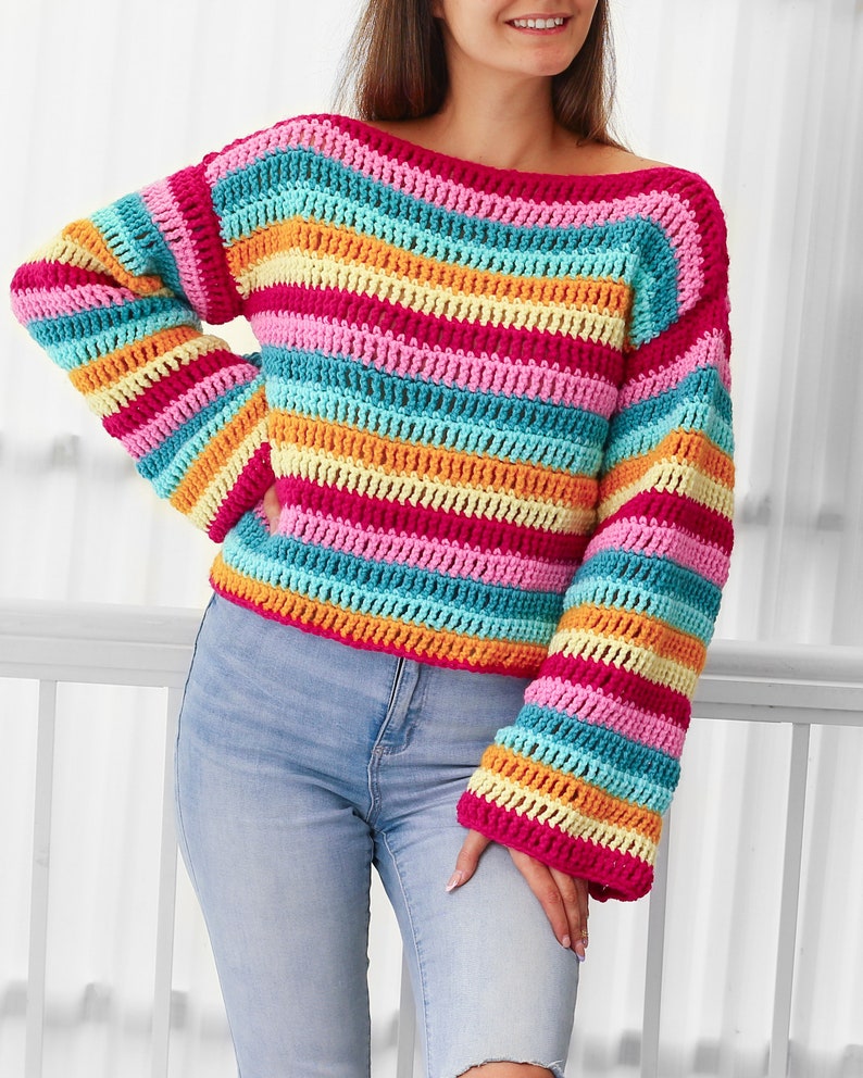 Rainbow Pop Sweater Crochet Pattern