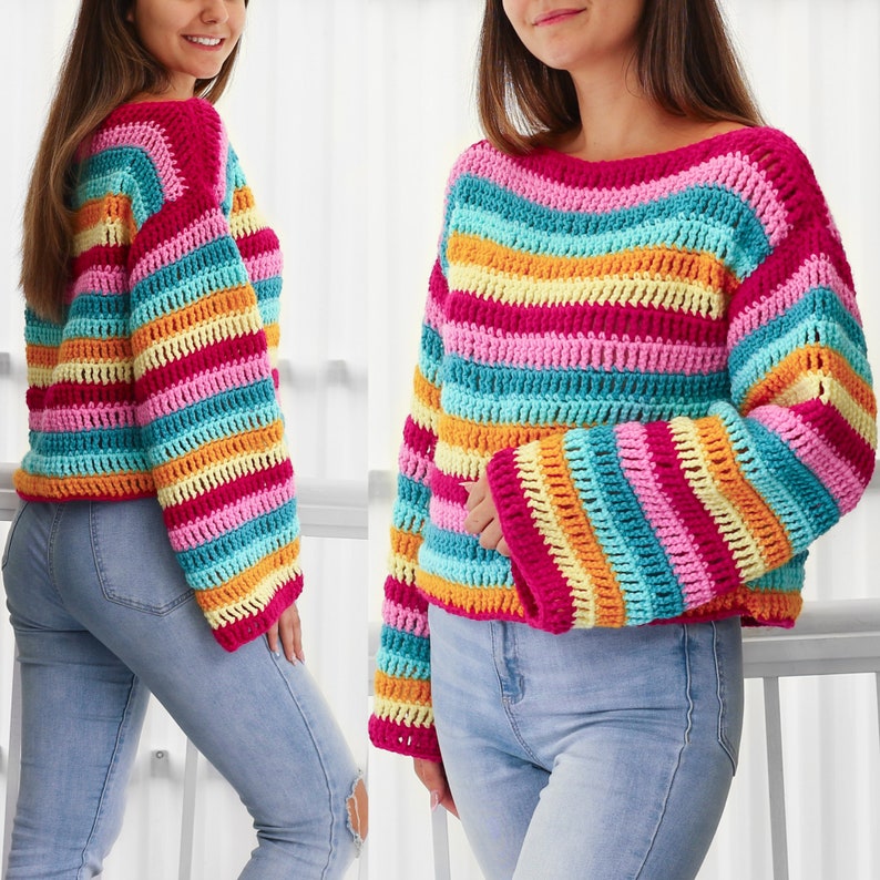 Rainbow Pop Sweater Crochet Pattern