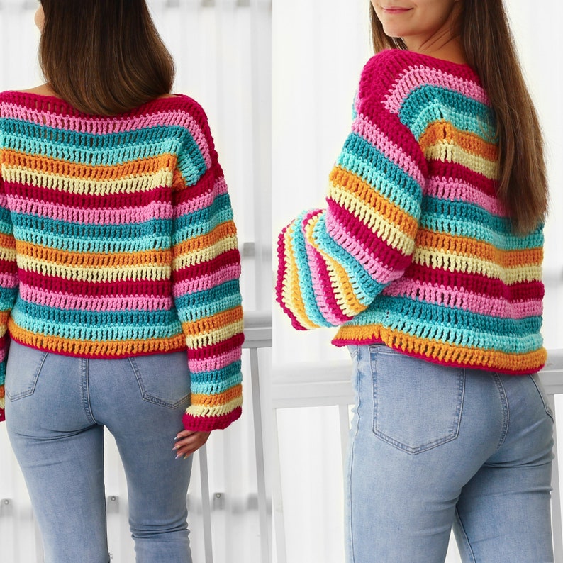 Rainbow Pop Sweater Crochet Pattern