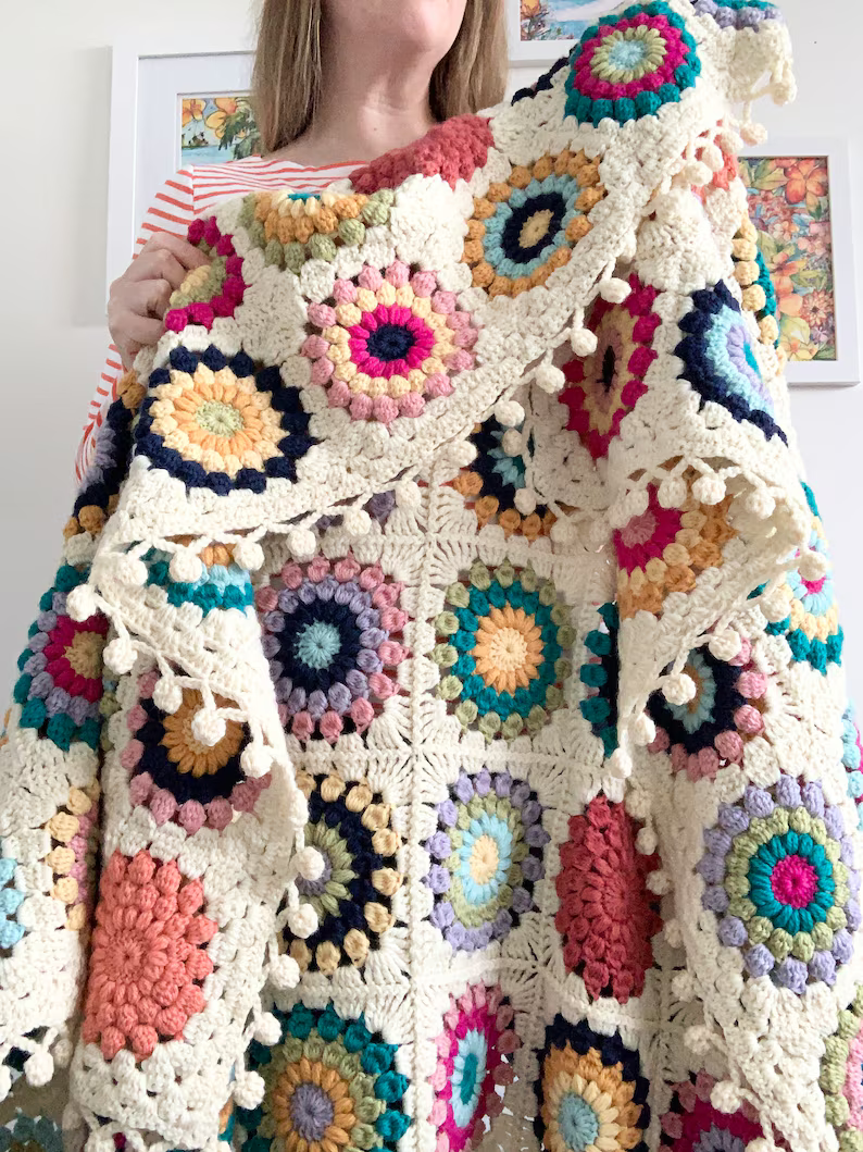 Granny Square Blanket Crochet Pattern