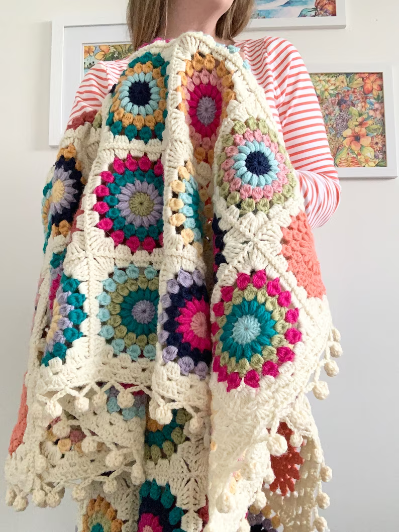 Granny Square Blanket Crochet Pattern