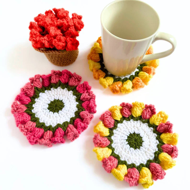 plant pot coaster crochet Flower Pot – FuzzyCrochet