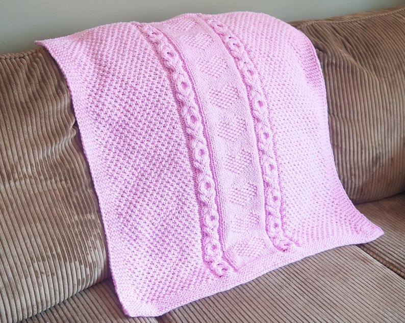 Blush Hearts Blanket Knitting Pattern