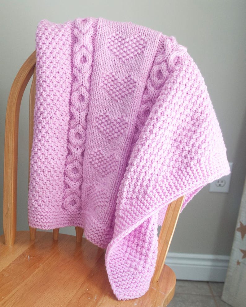 Blush Hearts Blanket Knitting Pattern
