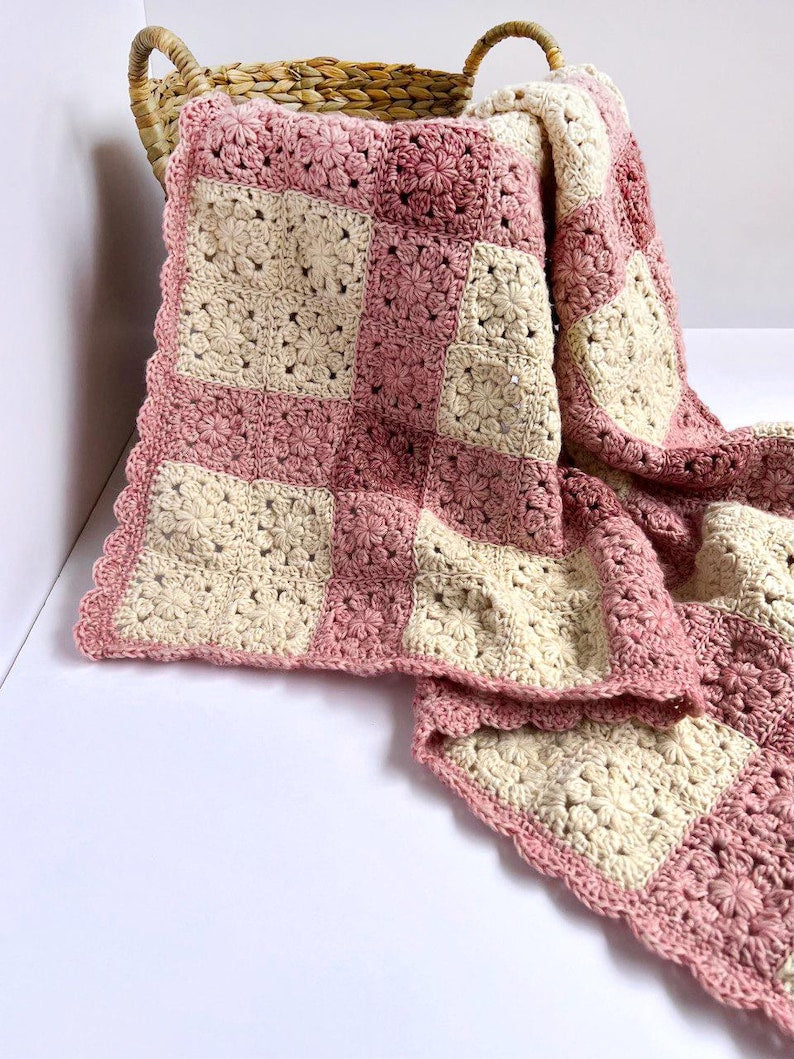 Pink Gingham Blanket Crochet Pattern