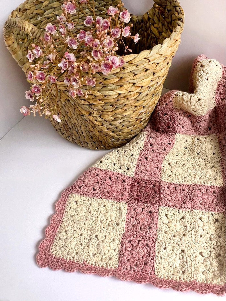 Pink Gingham Blanket Crochet Pattern