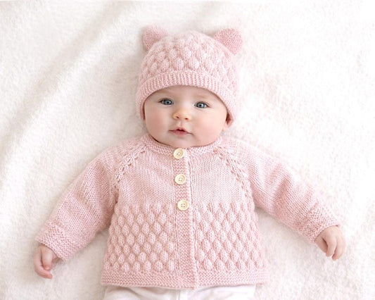 Blush Bear Baby Set Knitting Pattern