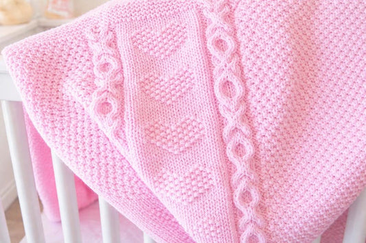 Blush Hearts Blanket Knitting Pattern