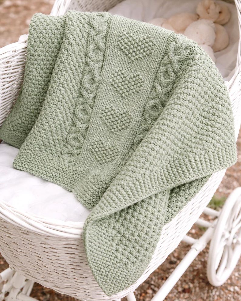 Blush Hearts Blanket Knitting Pattern