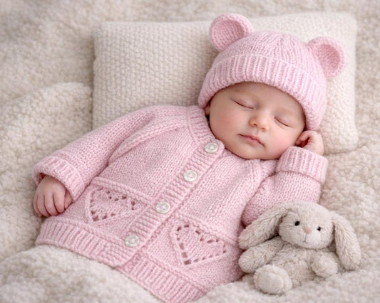 Petal Kiss Baby Set Knitting Pattern